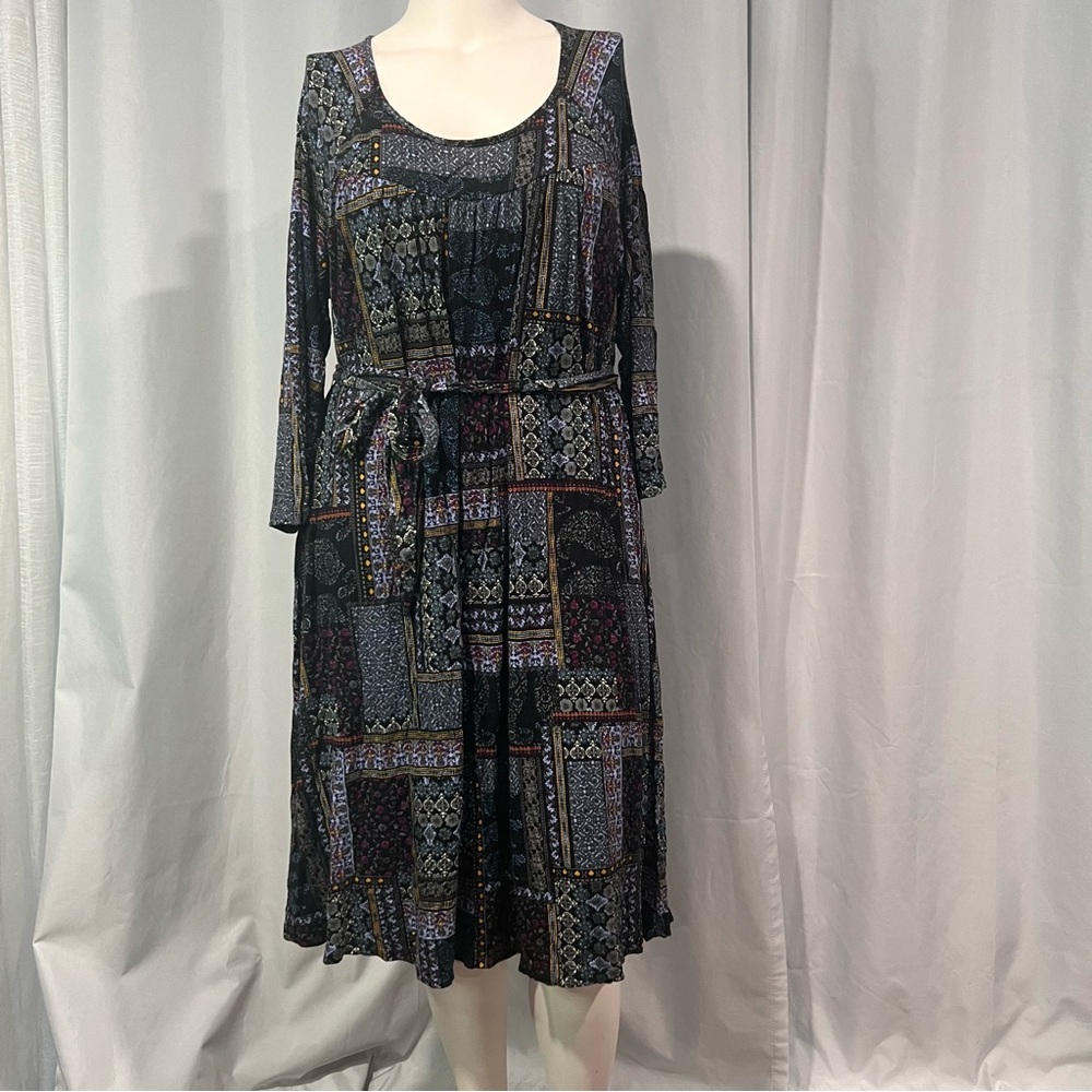 Multi color  dress  A-Line Scoop Neck Dress